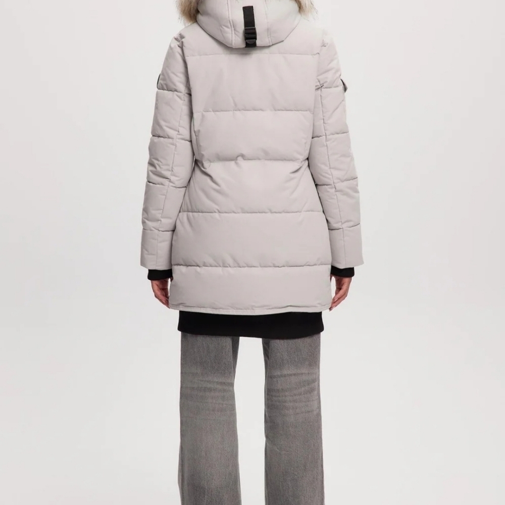 Noize Women's Cream Puffer Coat with Vegan Fur - Picture 2 of 12